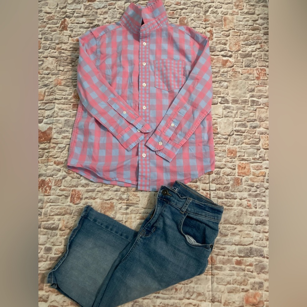 Boy’s Pink and Blue long sleeve button up
